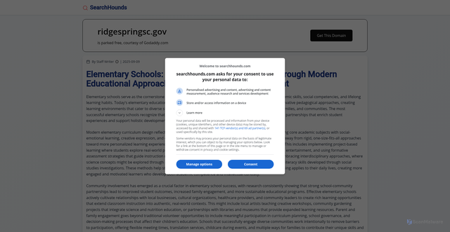 Security scan screenshot of https://ridgespringsc.gov/
