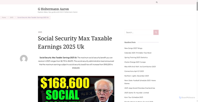 Security scan screenshot of https://gholtermannaaron.pages.dev/mvmao-social-security-max-taxable-earnings-2025-uk-aicnk/