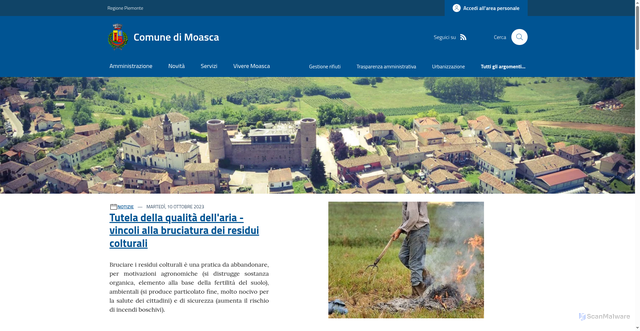 Security scan screenshot of https://www.comune.moasca.at.it/