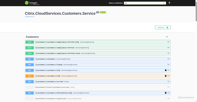 Security scan screenshot of https://customers-eu.citrixworkspacesapi.net