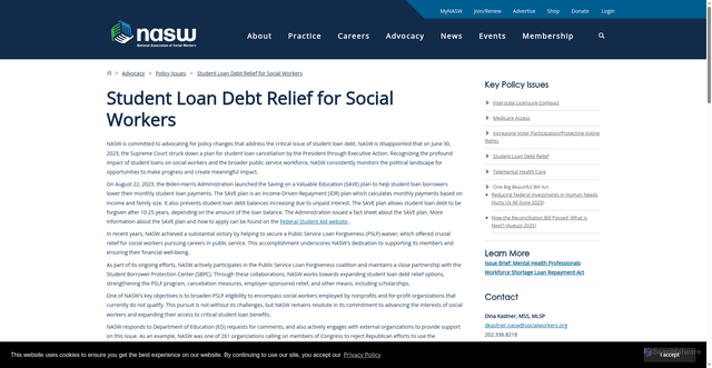 Security scan screenshot of https://www.socialworkers.org/Advocacy/Policy-Issues/Student-Loan-Debt-Relief-for-Social-Workers