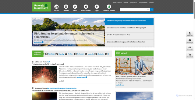 Security scan screenshot of https://www.umweltbundesamt.de/
