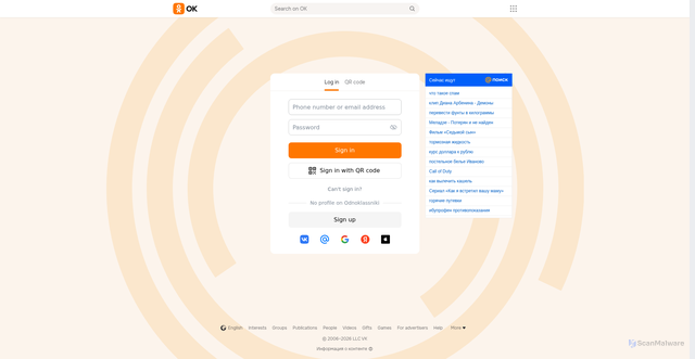 Security scan screenshot of https://m.ok.ru