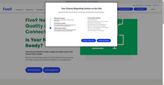 Security scan screenshot of https://quality.five9.com