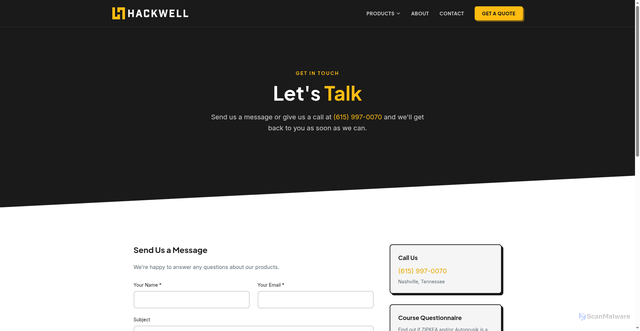 Security scan screenshot of https://hackwell.pages.dev/contact