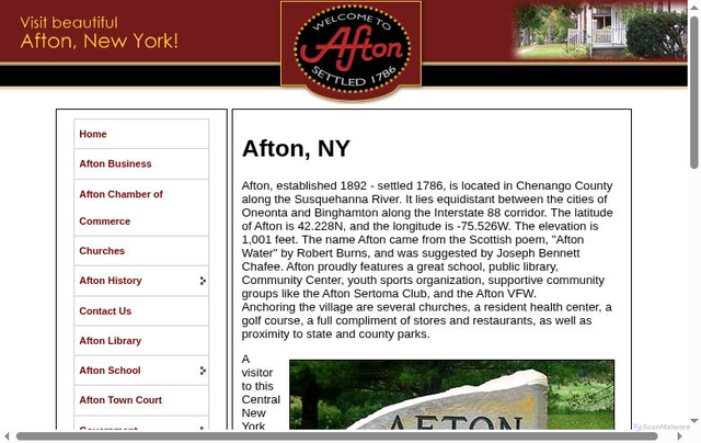 Security scan screenshot of https://www.townofaftonny.gov/