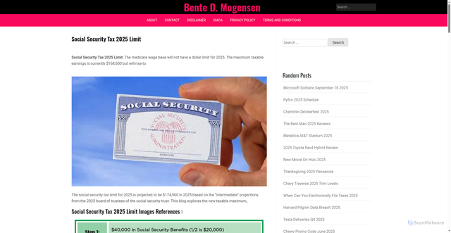 Security scan screenshot of https://bentemogensend.pages.dev/jddcw-social-security-tax-2025-limit-vwbpc/