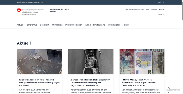Security scan screenshot of http://www.fedpol.admin.ch