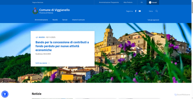 Security scan screenshot of https://www.comune.viggianello.pz.it/