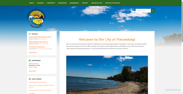 Security scan screenshot of https://cityofpinconning.org/