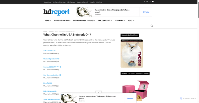 Security scan screenshot of https://hd-report.com/guide/what-channel-is-usa-network-on/