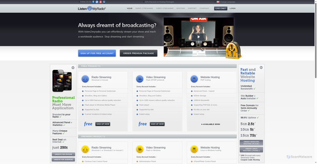 Security scan screenshot of https://listen2myradio.com