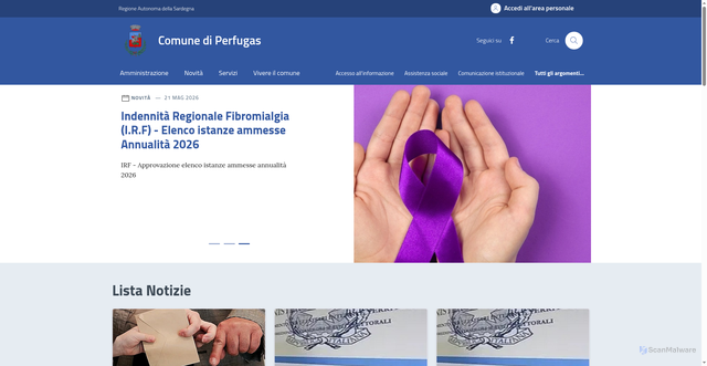 Security scan screenshot of https://www.comuneperfugas.it