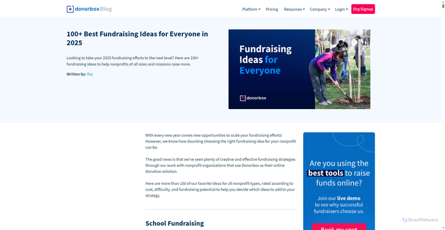 Security scan screenshot of https://donorbox.org/nonprofit-blog/fundraising-ideas