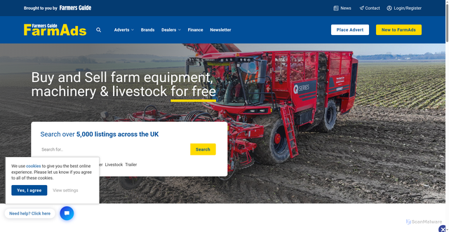 Security scan screenshot of https://www.farmads.co.uk