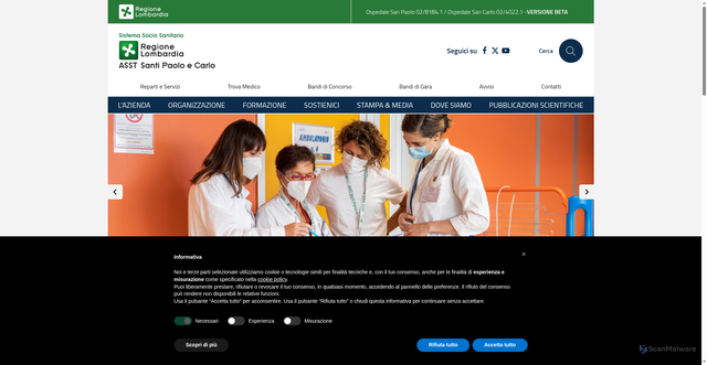 Security scan screenshot of https://www.asst-santipaolocarlo.it/