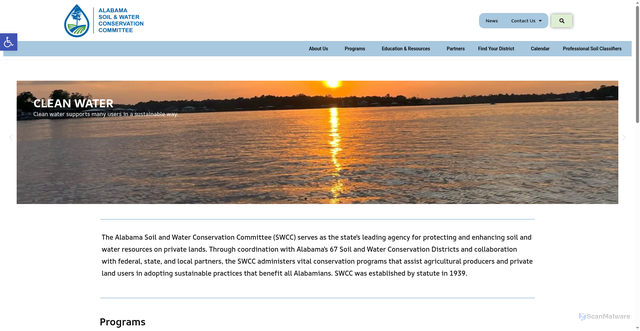 Security scan screenshot of https://alabamasoilandwater.gov/