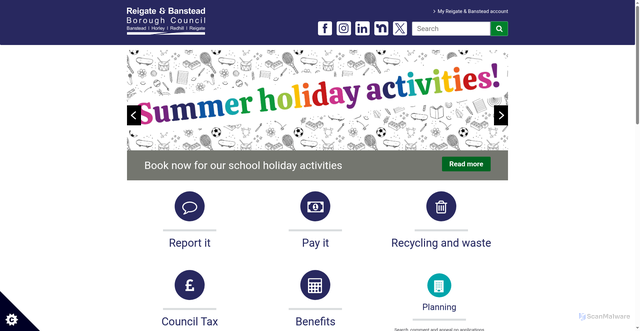 Security scan screenshot of http://www.reigate-banstead.gov.uk