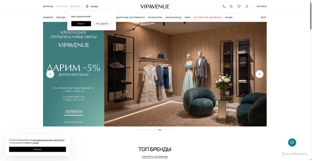 Security scan screenshot of https://vipavenue.ru