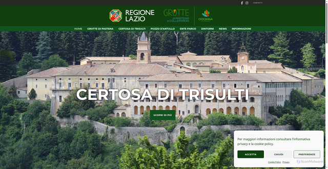 Security scan screenshot of https://www.grottepastenacollepardo.it/