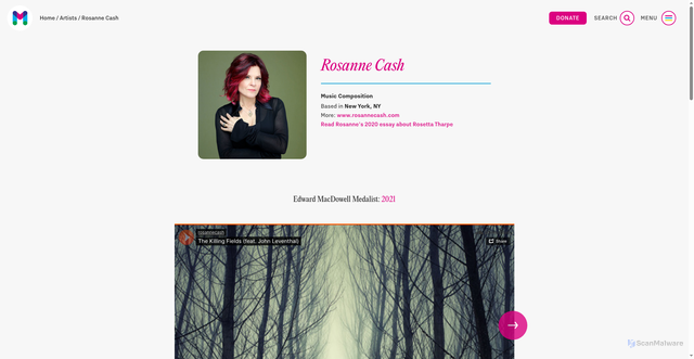 Security scan screenshot of https://www.macdowell.org/artists/rosanne-cash
