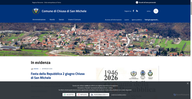 Security scan screenshot of https://www.comune.chiusadisanmichele.to.it