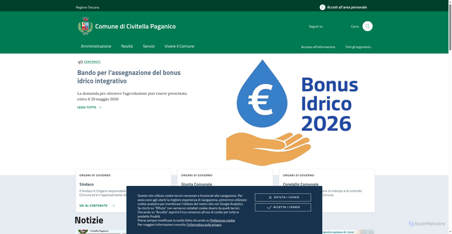 Security scan screenshot of https://www.comune.civitellapaganico.gr.it/