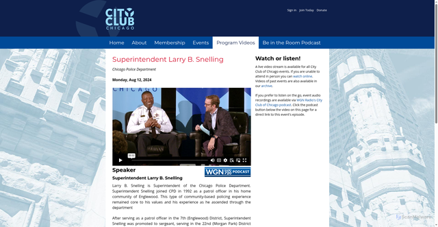 Security scan screenshot of https://www.cityclub-chicago.org/video/4647/superintendent-larry-b-snelling