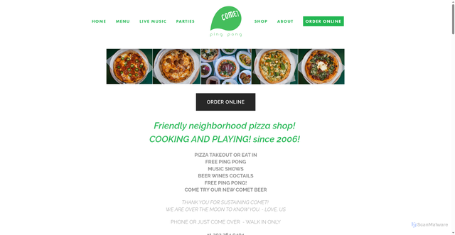 Security scan screenshot of https://www.cometpingpong.com/