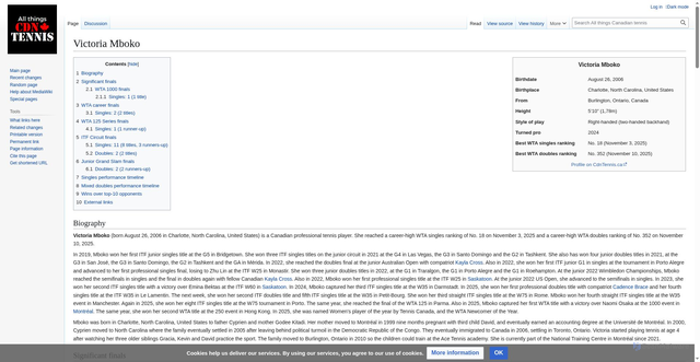 Security scan screenshot of https://wiki.cdntennis.ca/wiki/Victoria_Mboko