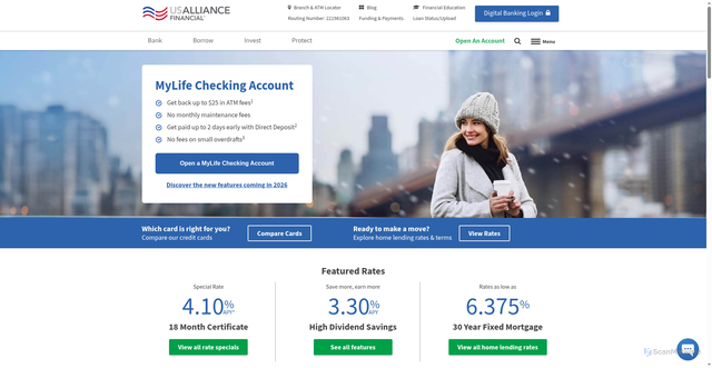 Security scan screenshot of https://usalliance.org