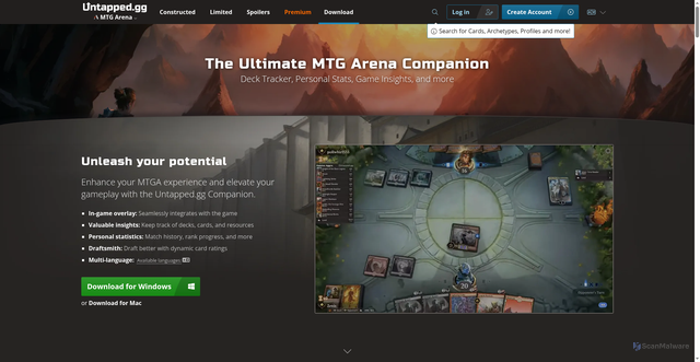 Security scan screenshot of https://companion.untapped.gg