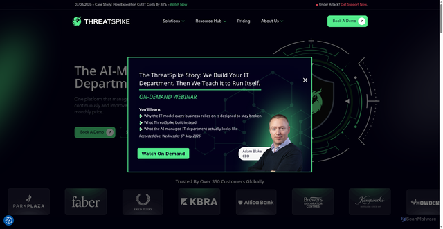 Security scan screenshot of https://threatspike.com