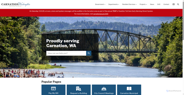 Security scan screenshot of https://www.carnationwa.gov/