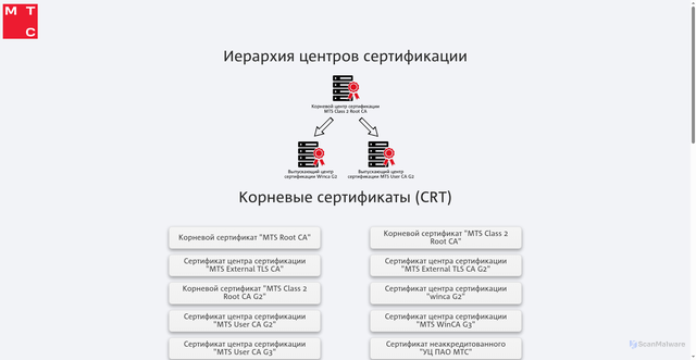 Security scan screenshot of https://pki.mts.ru