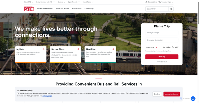 Security scan screenshot of https://www.rtd-denver.com/