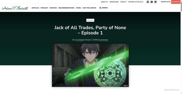 Security scan screenshot of https://www.animefeminist.com/jack-of-all-trades-party-of-none-episode-1/