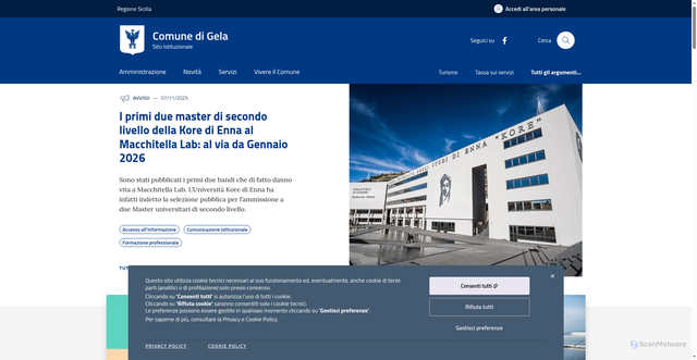 Security scan screenshot of https://comune.gela.cl.it/