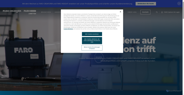 Security scan screenshot of https://faro.com