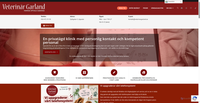 Security scan screenshot of https://veterinargarland.se