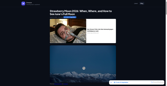Security scan screenshot of https://drawpie.com/blog/strawberry-moon-2026/