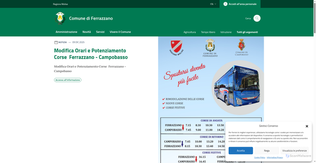 Security scan screenshot of https://comune.ferrazzano.cb.it/