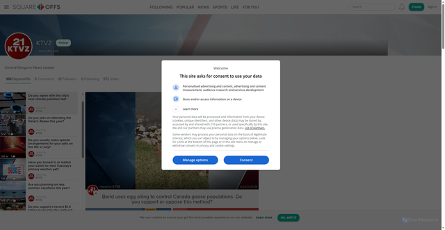 Security scan screenshot of https://squareoffs.com/KTVZ