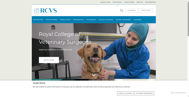 Security scan screenshot of https://www.rcvs.org.uk/home/