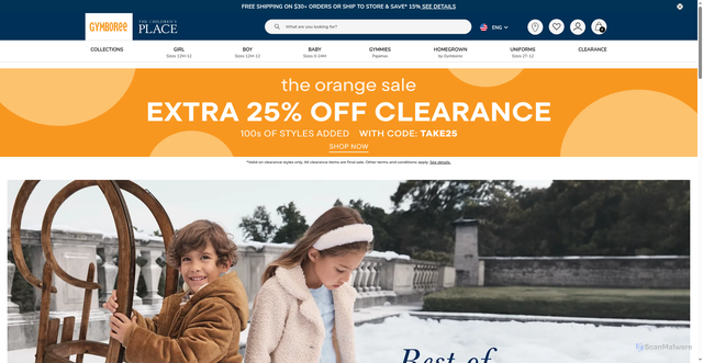 Security scan screenshot of https://www.gymboree.com
