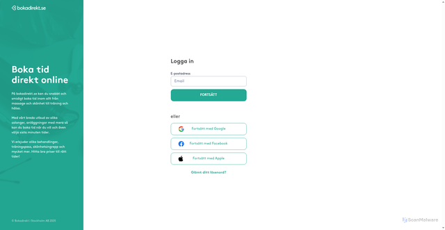 Security scan screenshot of https://konto.bokadirekt.se/