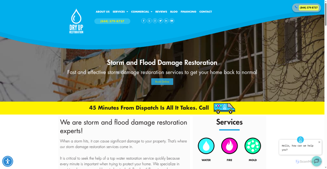 Security scan screenshot of https://www.dryuprestoration.com/storm-damage-restoration/