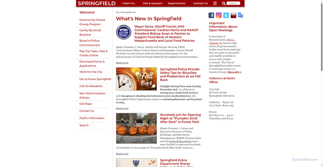 Security scan screenshot of https://www.springfield-ma.gov/cos/