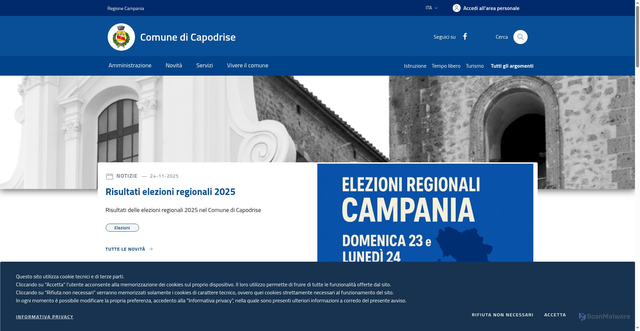 Security scan screenshot of https://www.comune.capodrise.caserta.it/
