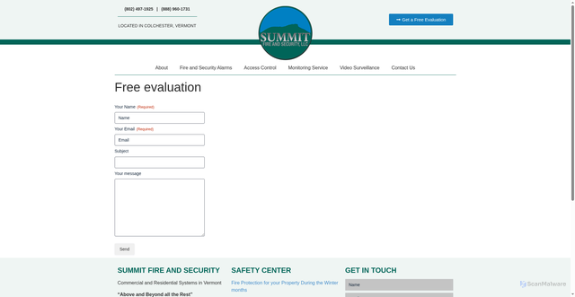 Security scan screenshot of https://summitfireandsecurityvt.com/?p=108